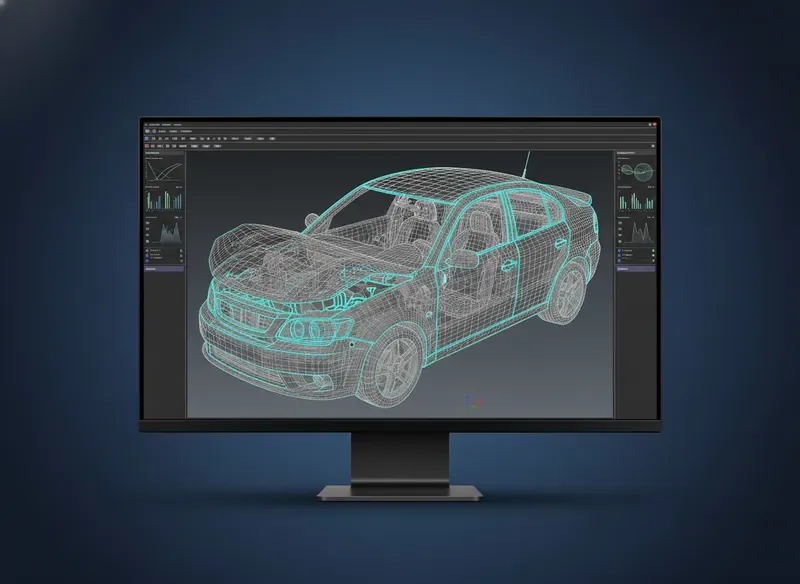 d3VIEW reverse engineering software reconstructing LS-DYNA simulation model with highlighted parametric surfaces