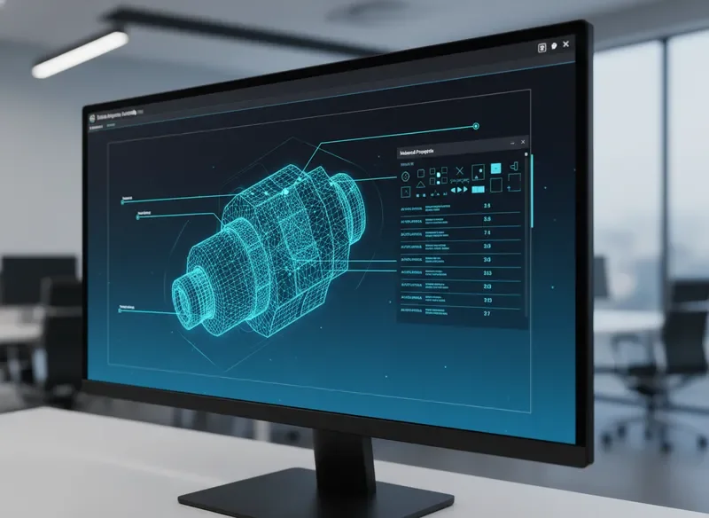 Annotated product view in d3VIEW showing component mesh and material data