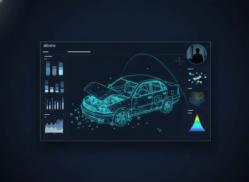d3VIEW live webinar interface showing LS-DYNA simulation with data overlays